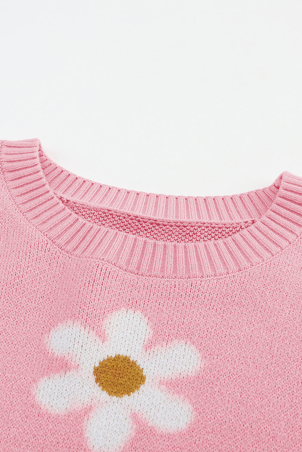 Pink Daisy Drop Shoulder Sweater