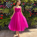 Strappy Magenta Ballerina Midi Dress Rose Red CJ Dropshipping Formal Midi Dress