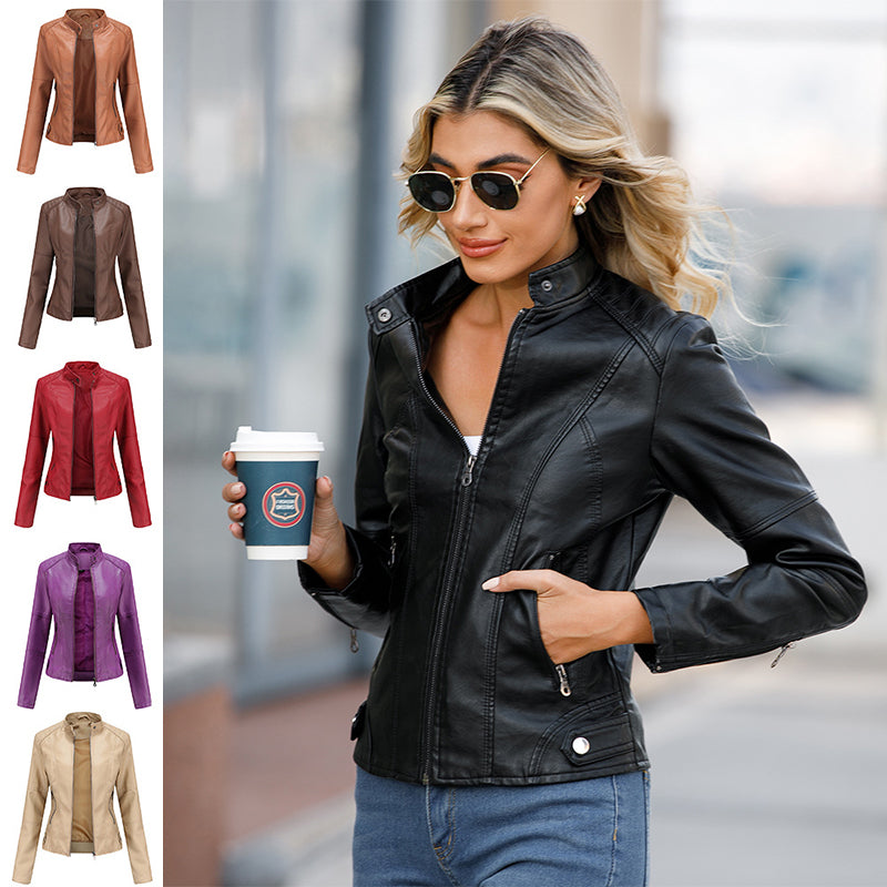 Ladies Biker Faux Leather Jacket