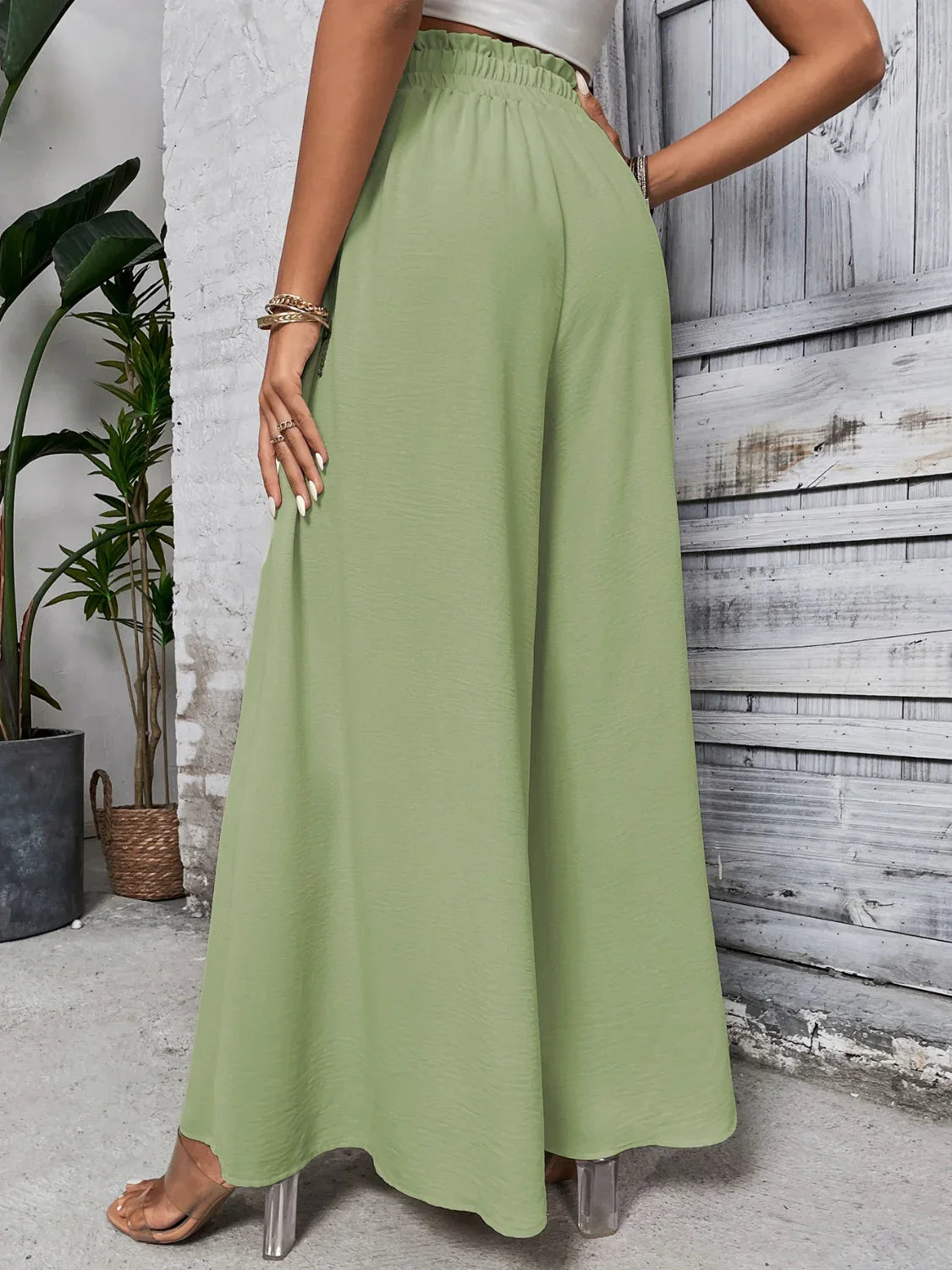 Tied High Waist Wide Leg Pants Bazaare Mart Extra Wide Leg Pants