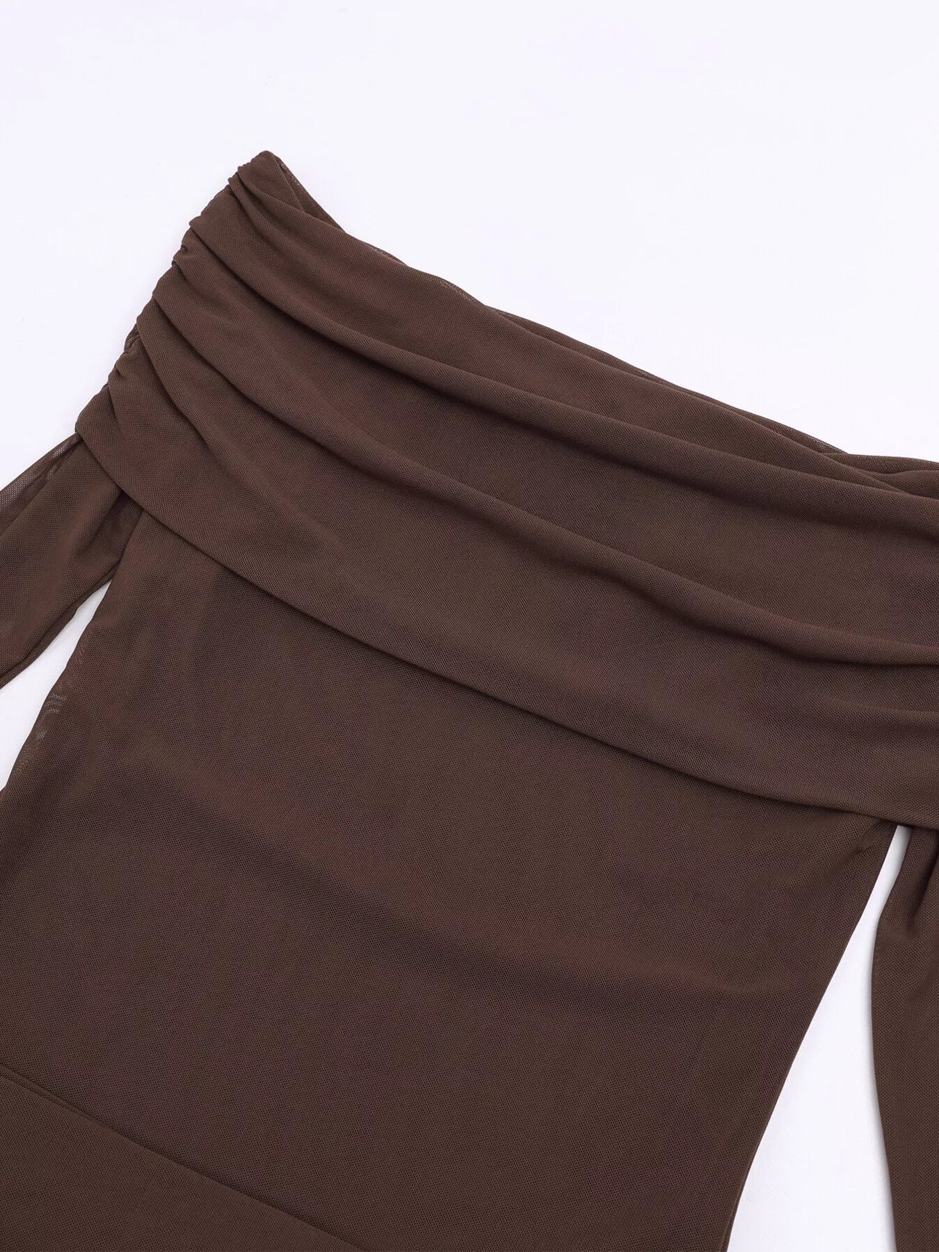 Off-Shoulder Ruched Long Sleeve Maxi Dress Trendsi Off-Shoulder Ruched Long Sleeve Maxi Dress