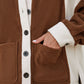 Brown Colorblock Button Down Fleece Shacket Bazaare Mart Outerwear/Jackets