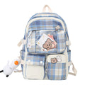 Plaid Junior High Backpacks Blue Bazaare Mart High School Backpack