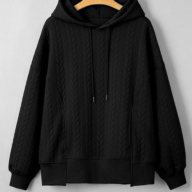 Twist Texture Solid Color Casual Hoodie Sweater