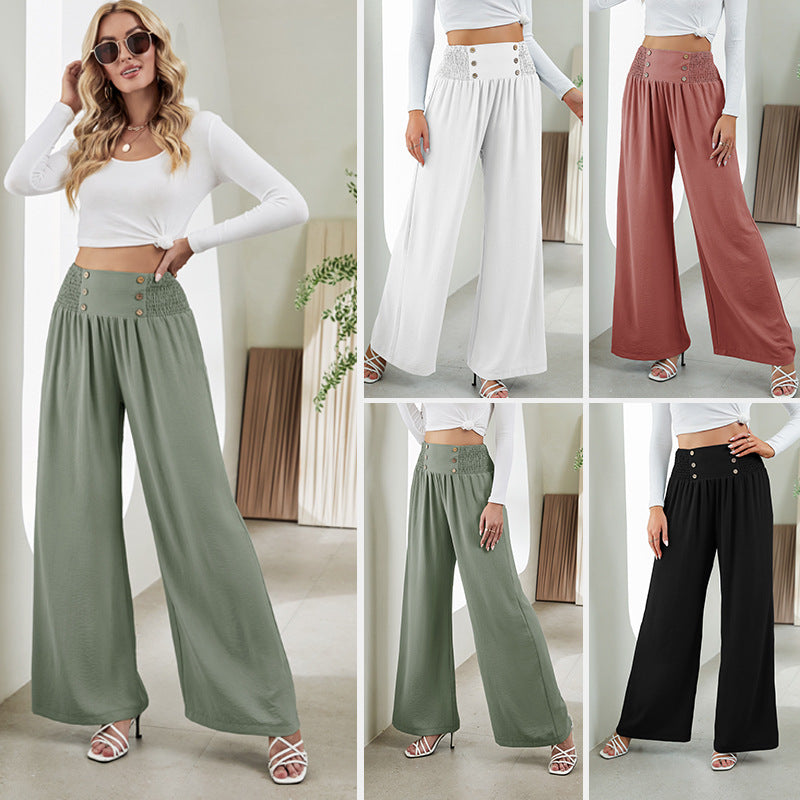 Wide Leg High Waist Pull On Pants