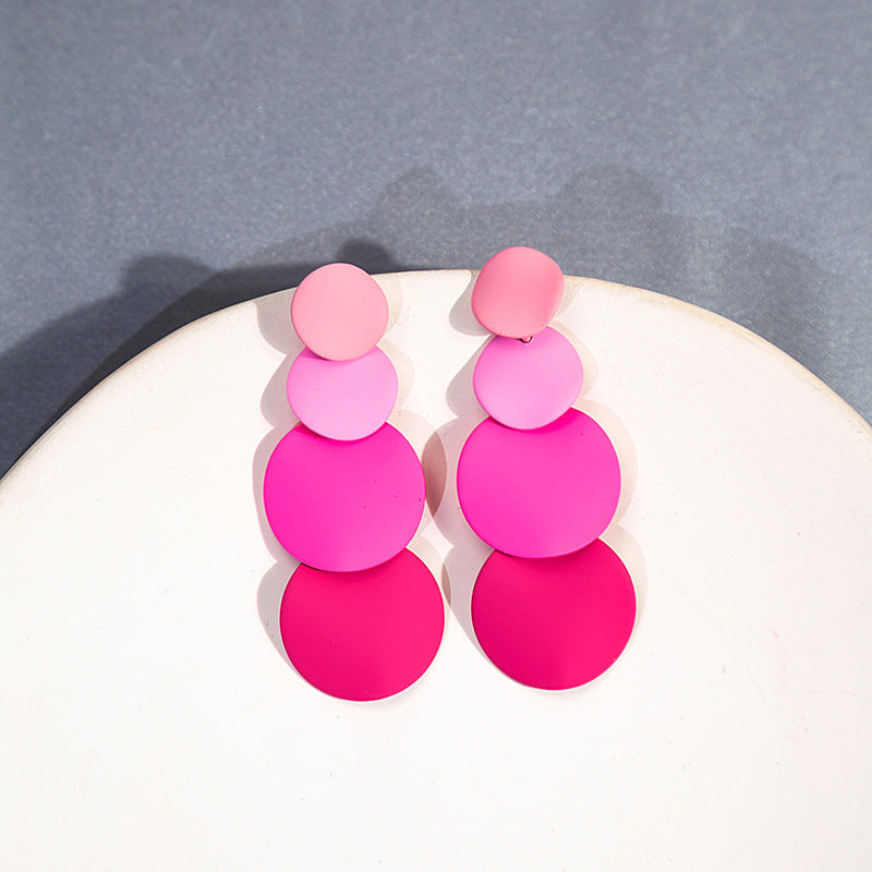 Macaron Wafer Tassel Stud Earrings Korean Style