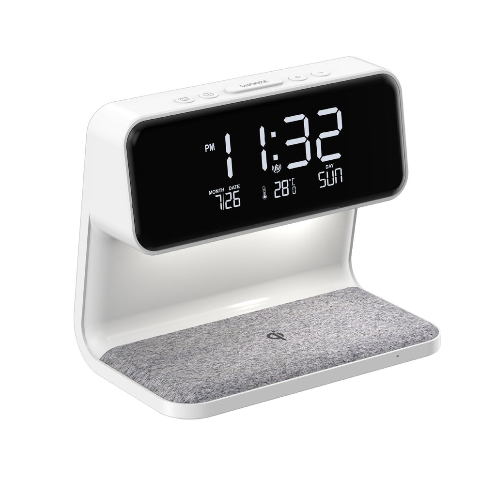 Wireless Bedside Lamp Alarm Clock Phone Charger - Bazaare Mart