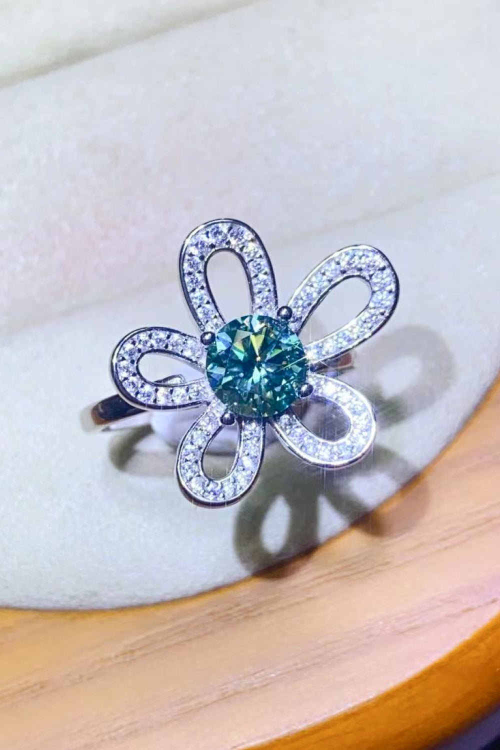 Moissanite Flower Shaped Ring