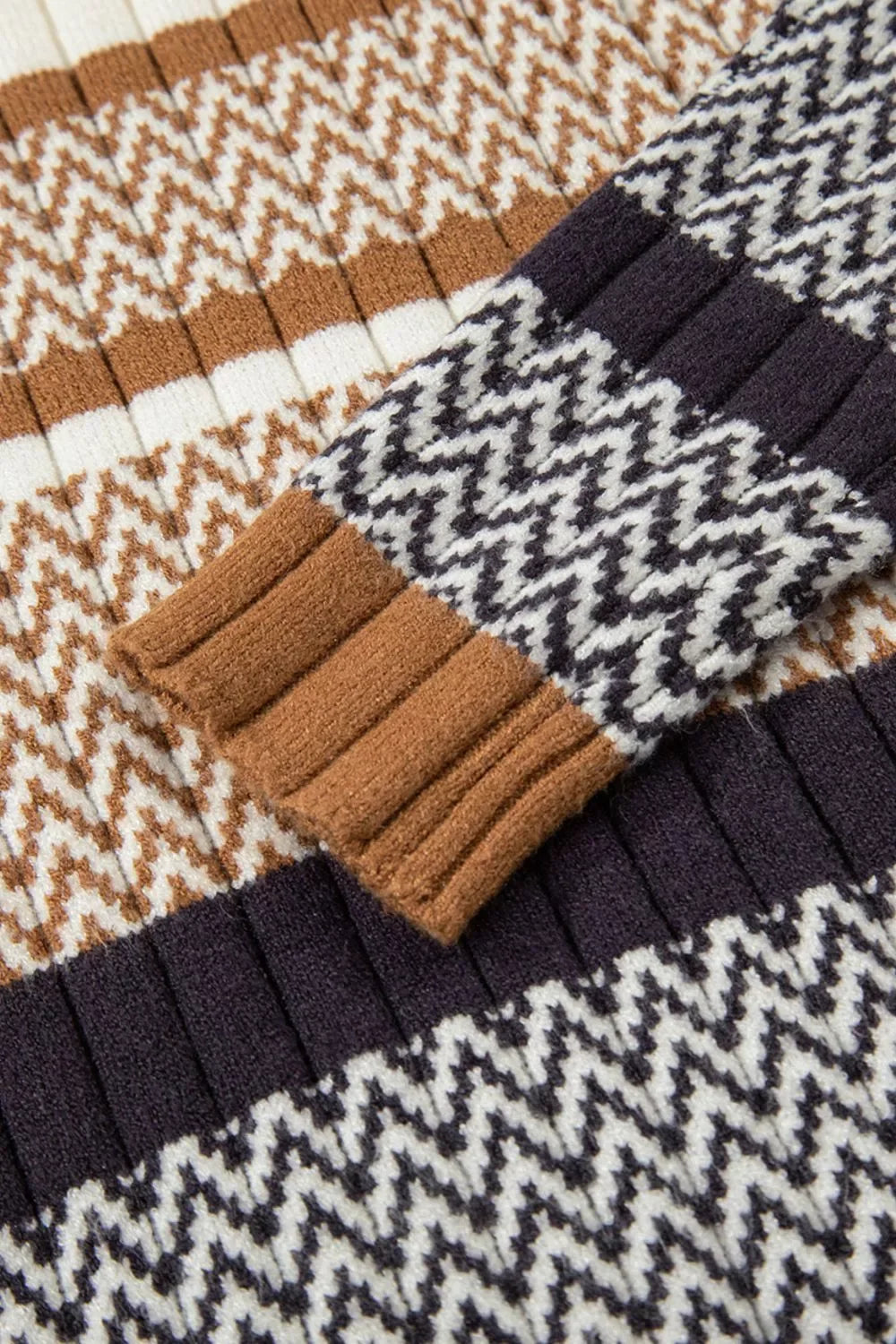 Chevron Stripe Ribbed Slim Sweater Bazarre Mart Stripe Stylish Pattern Knitted Ribbed Trim Slim Top