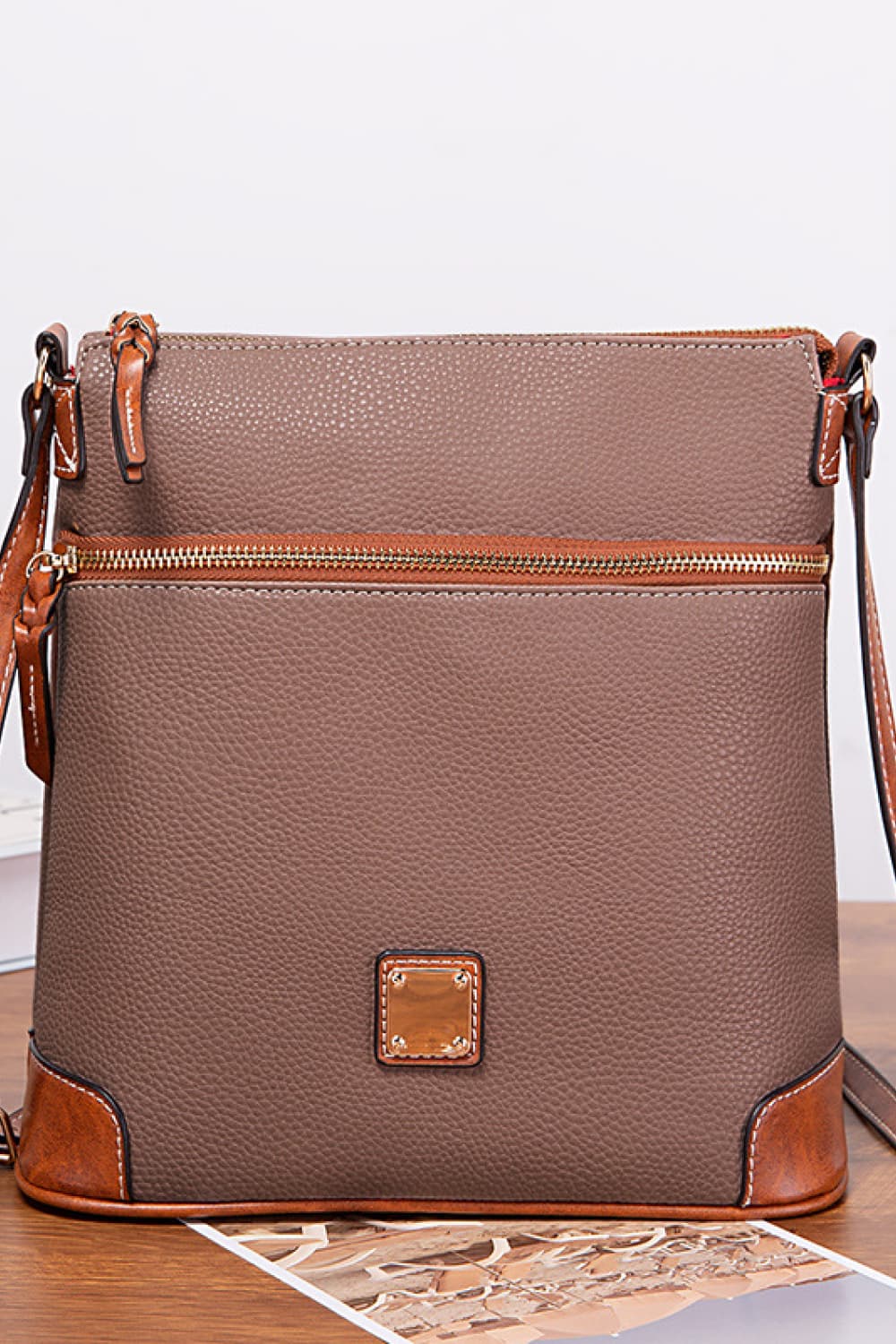 Ochre PU Leather Crossbody Bag