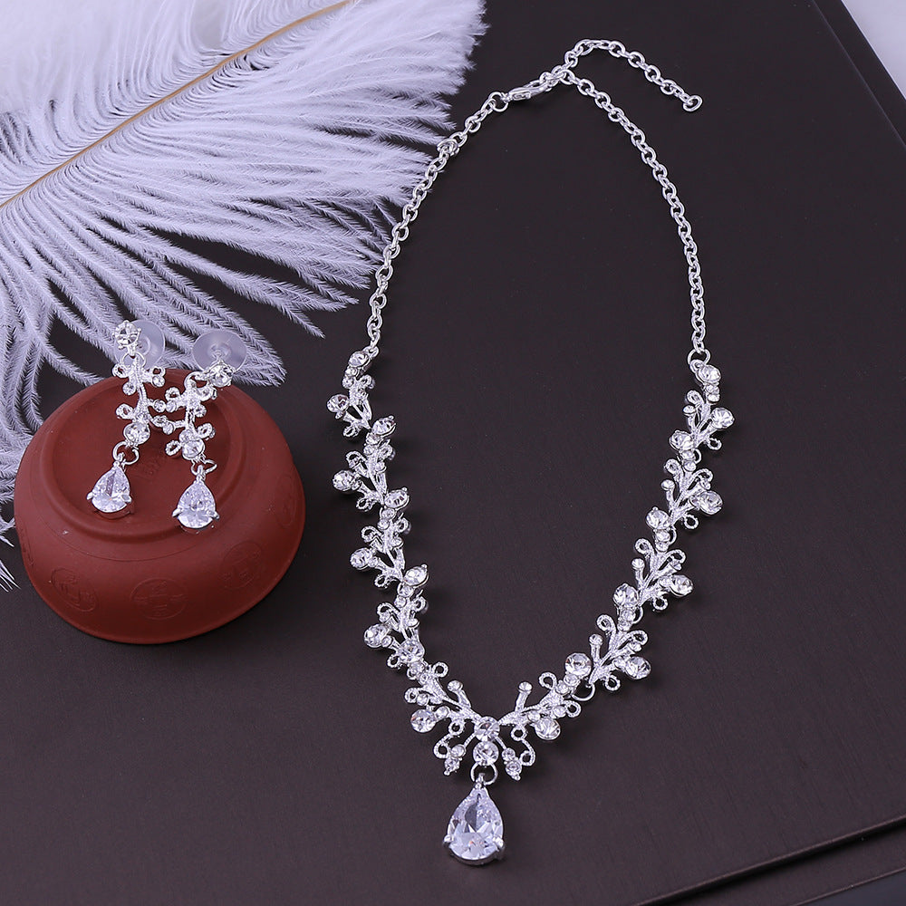 Zircon Bridal Earrings and Necklace Set