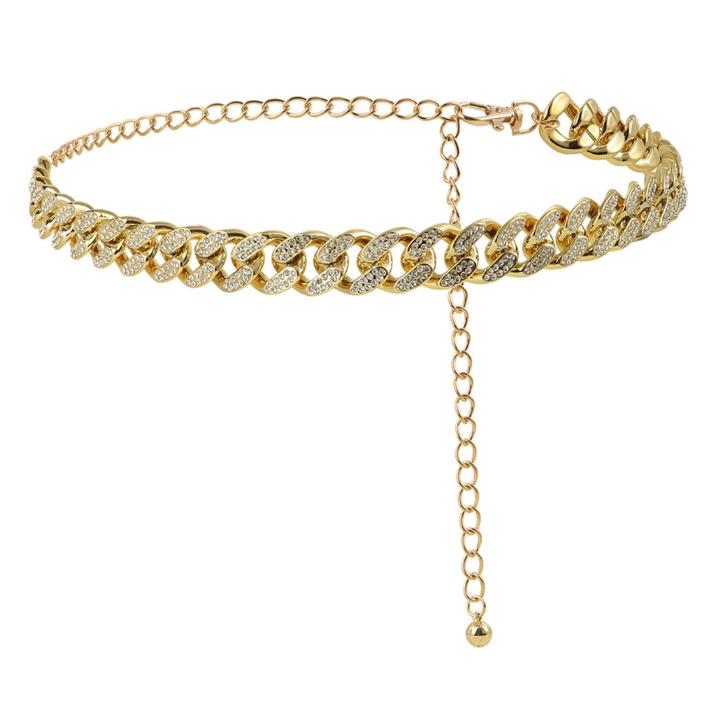 Wide Rhinestone Chain Belt