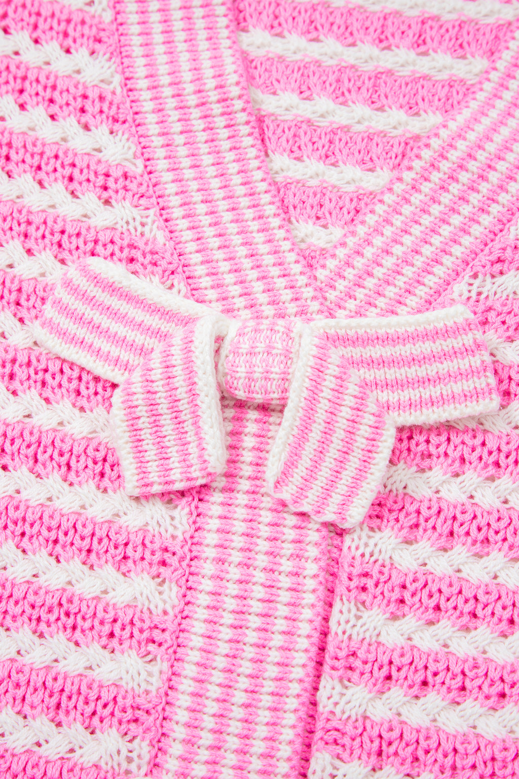 Striped Short Sleeve Knit V Neck Bow Knot Sweater Bazaare Mart Sweaters & Cardigans/Short Sleeve Sweaters