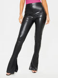 High Waist Slit Pants Black Bazaare Mart Rubber Pants