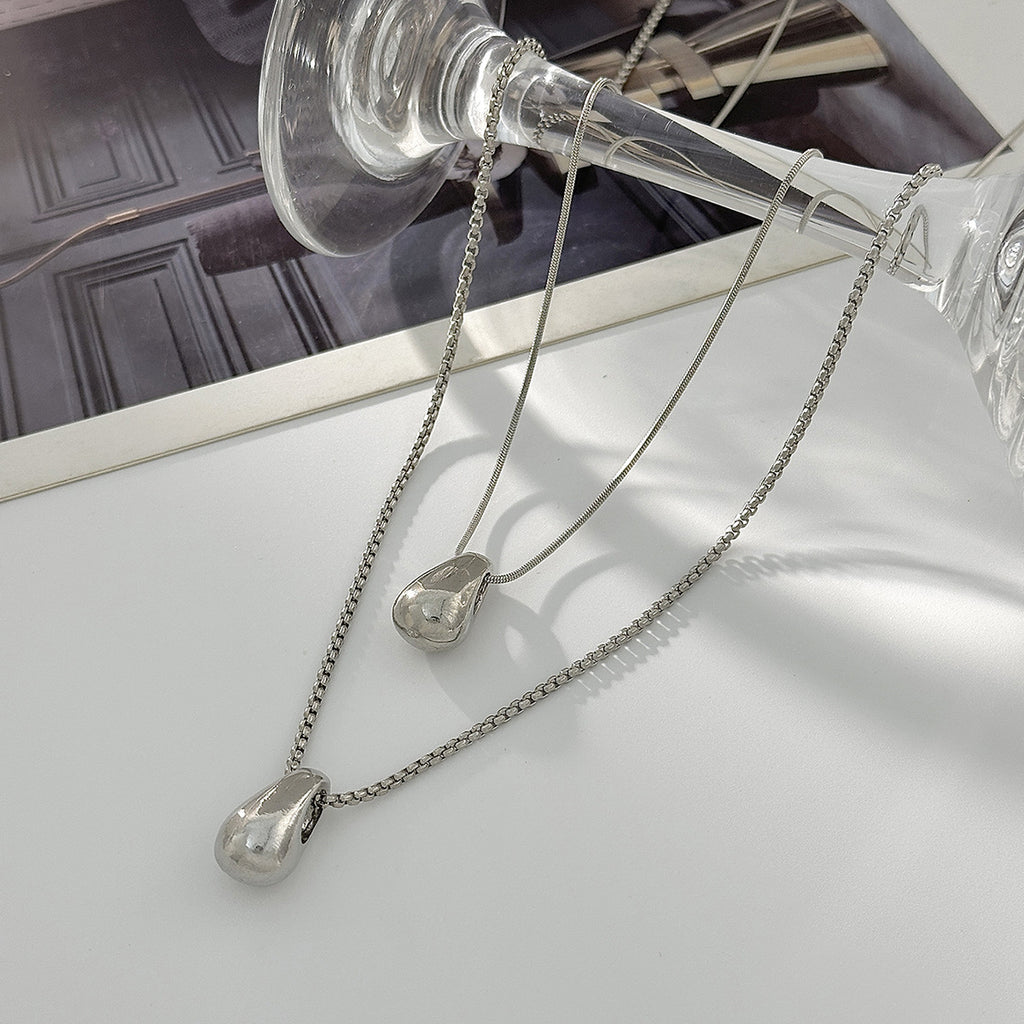 Minimalist Water Drop Pendant Necklace Set
