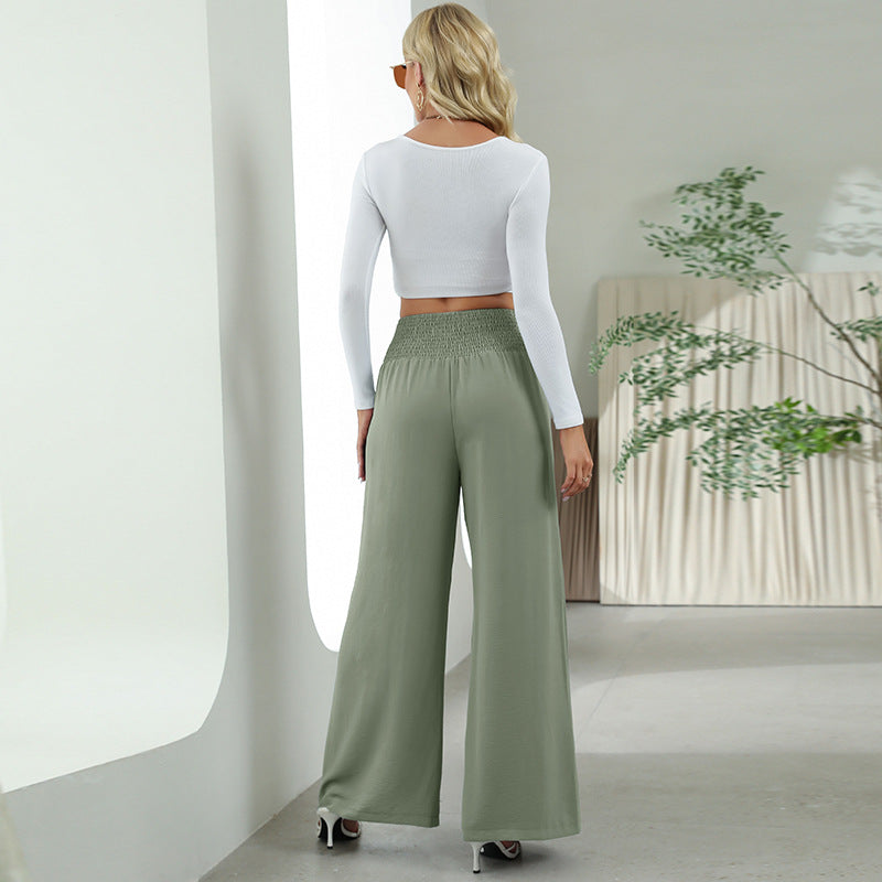 Wide Leg Elastic High Waist Sailor Pants