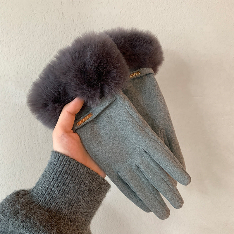 Women's Touch Screen Warm Furry Winter Fleece-lined Gloves