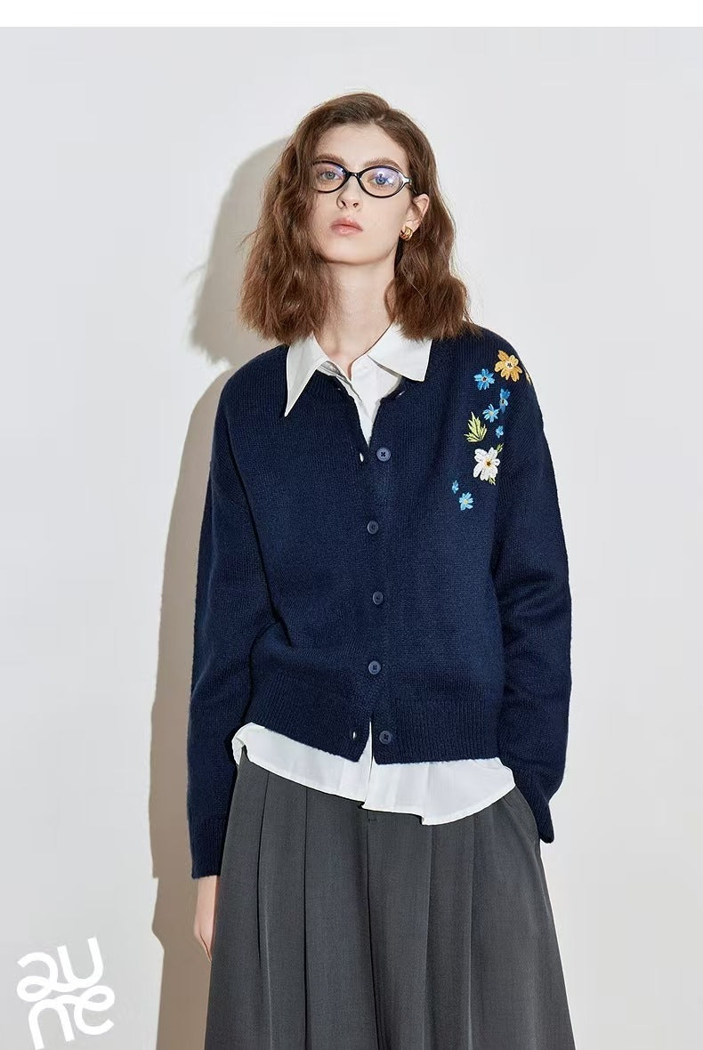 Retro Flower Embroidered Cardigan