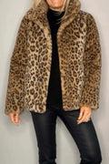 Full Size Leopard Furry Collared Neck Long Sleeve Coat Camel Trendsi eopard Furry Collared Neck Long Sleeve Jacket