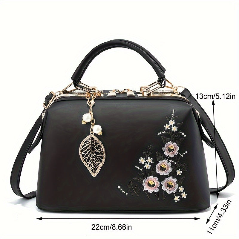 Elegant Floral Embroidered Handbag
