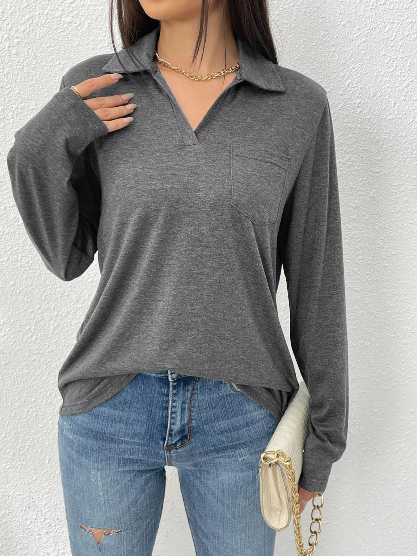 Casual Long Sleeve Polo T-Shirt Bazaare Mart Casual Long Sleeve Polo T-Shirt
