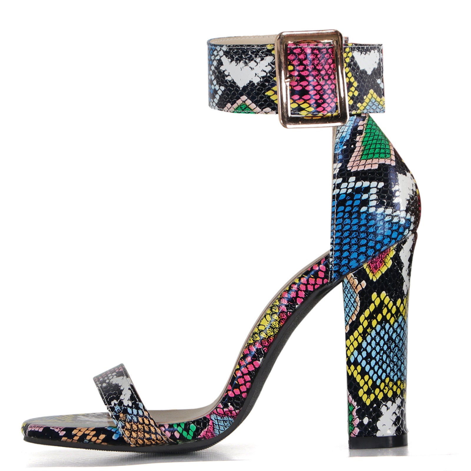 Retro Patten Leather Thick Ankle Strap Extra High Heel Sandals | Leopard & Snake Pattern Statement Heels CJ Dropshipping High Block Heel Sandals