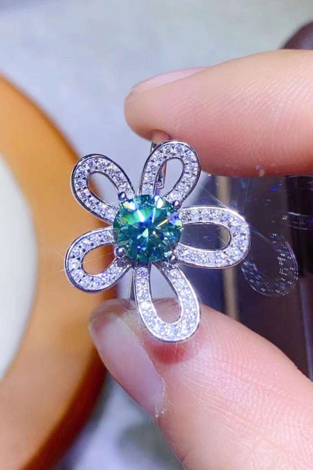 Moissanite Flower Shaped Ring