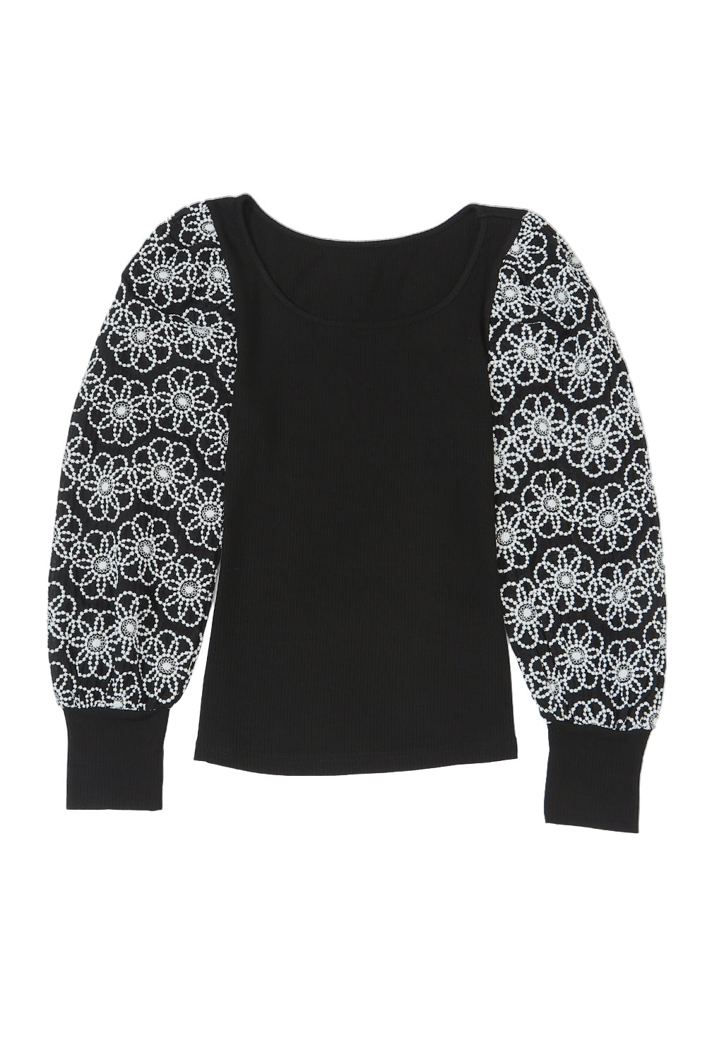 Long Sleeve Daisy Embroidered Knit Top