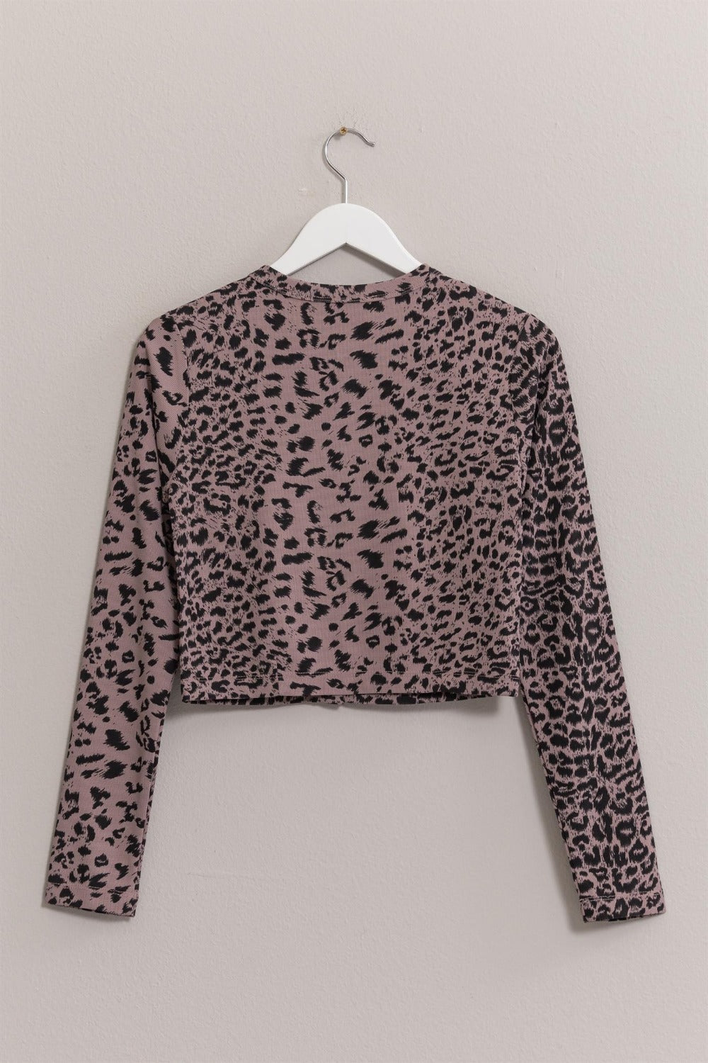 Leopard Print Snap Down Crop Cardigan