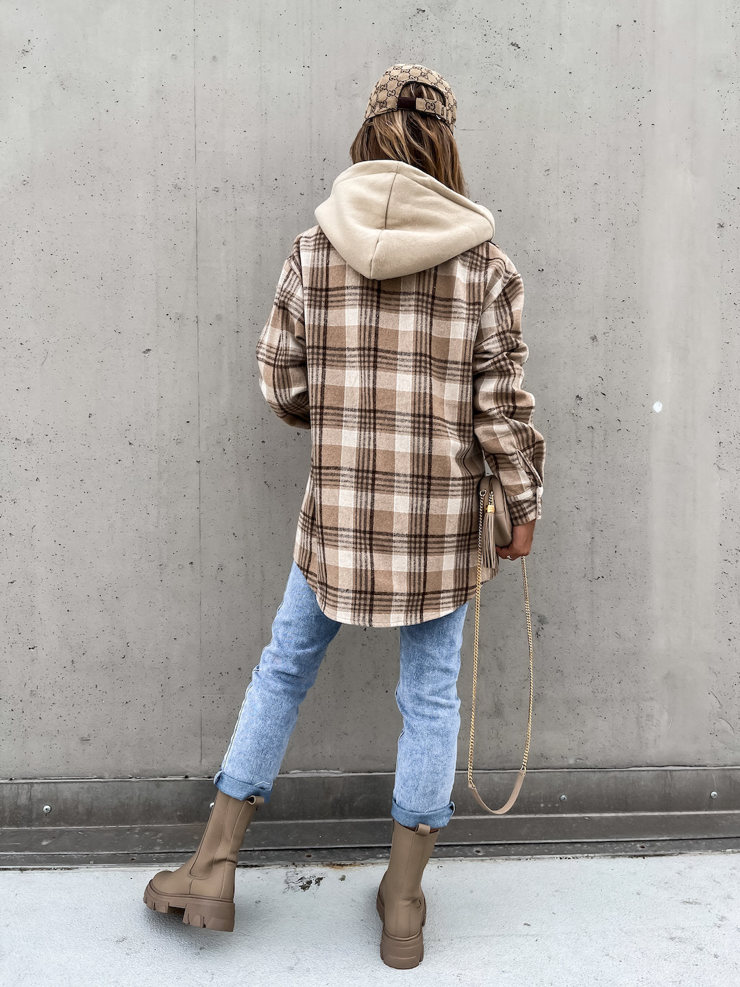 Plaid Wool Hooded Shacket