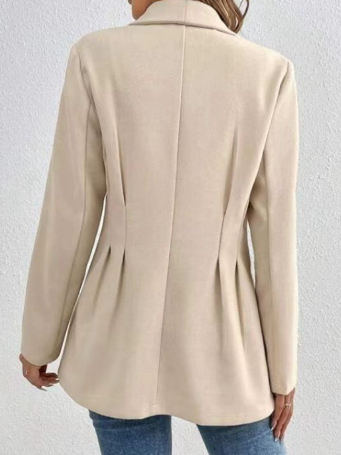 Khaki One Button Long Sleeve Blazer