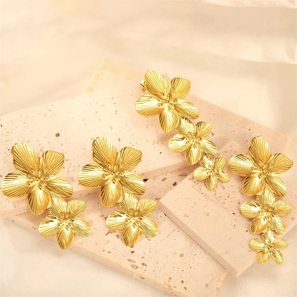 Big Flower Earrings - Bazaare Mart