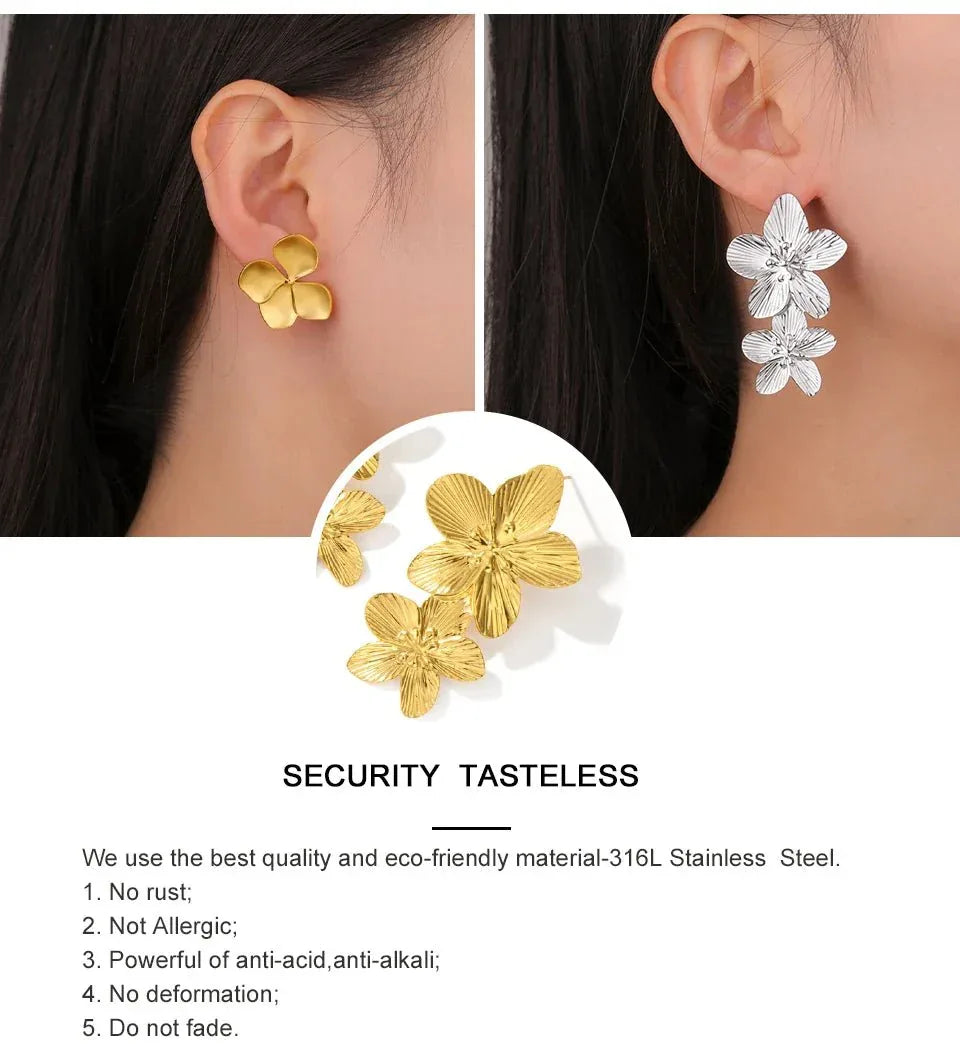 Big Flower Earrings - Bazaare Mart