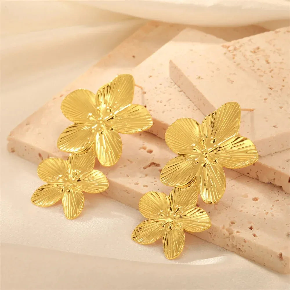 Big Flower Earrings - Bazaare Mart