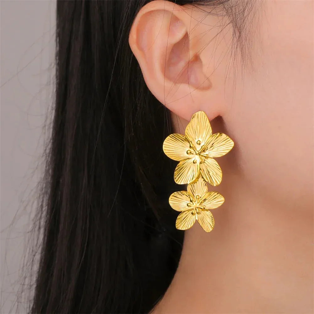 Big Flower Earrings - Bazaare Mart