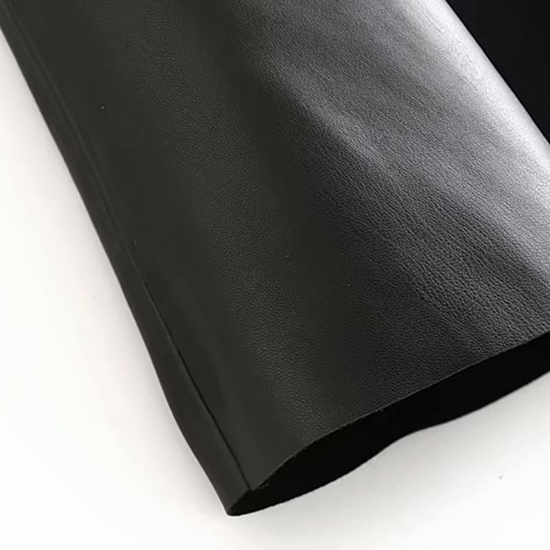 Black Full Midi Faux Leather Belted Skirt - Bazaare Mart