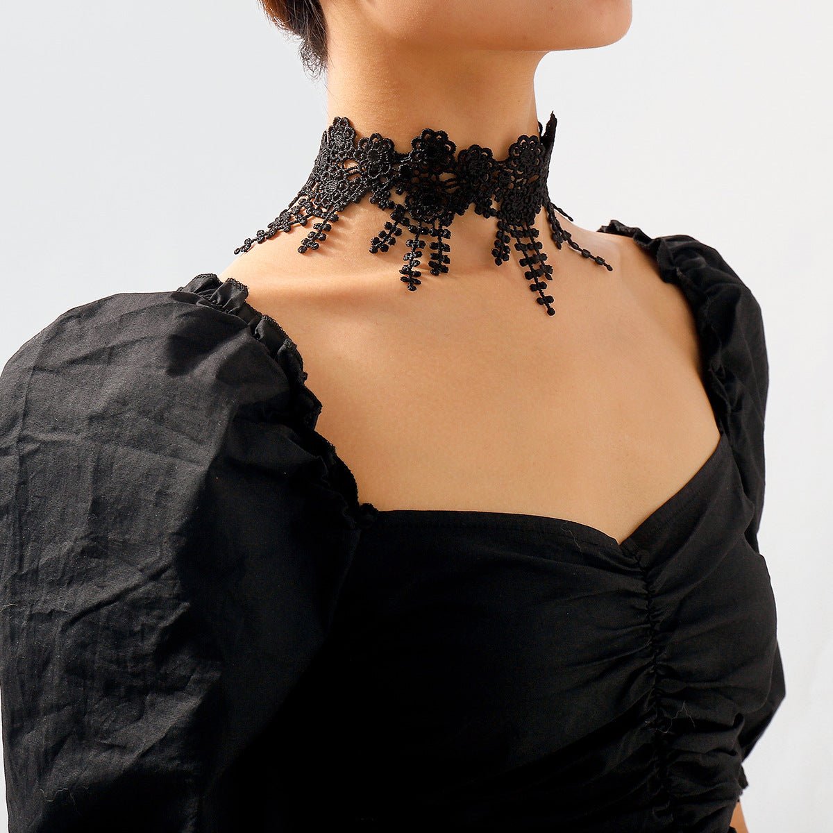Black Lace Adjustable Choker Necklace - Bazaare Mart
