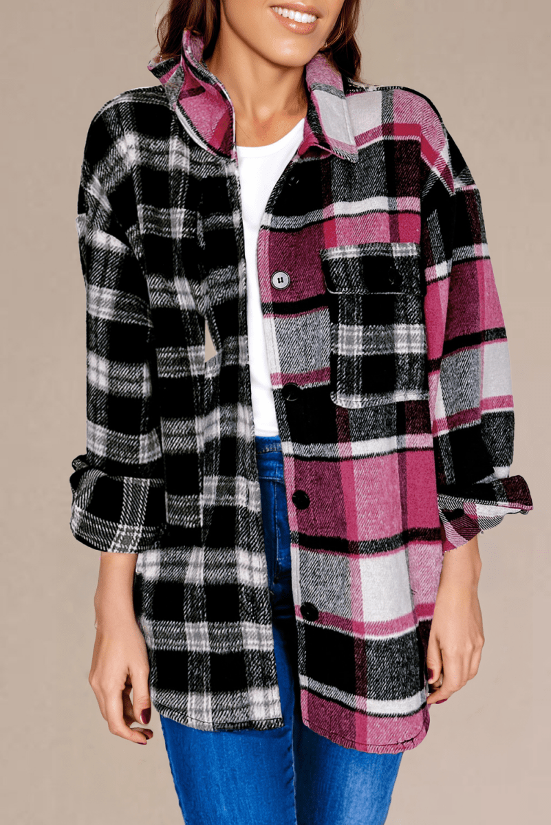 Black Plaid Colorblock Shacket - Bazaare Mart