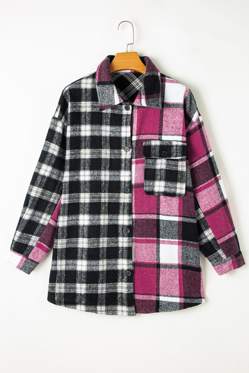 Black Plaid Colorblock Shacket - Bazaare Mart