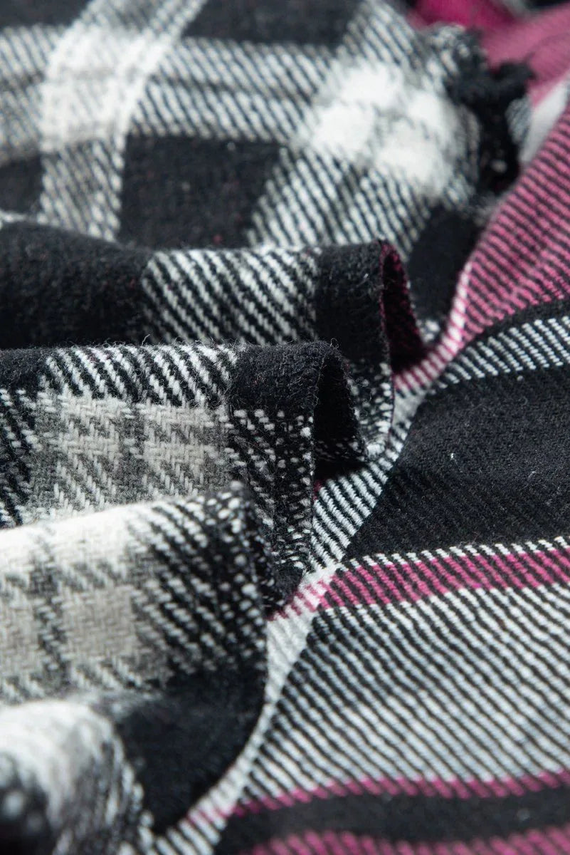 Black Plaid Colorblock Shacket Bazarre Mart Outerwear/Plaid Shackets