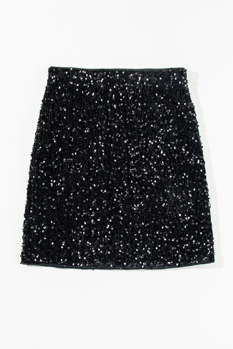 Black Sequin Mini Skirt Bazaare Mart Sequin Mini Skirt