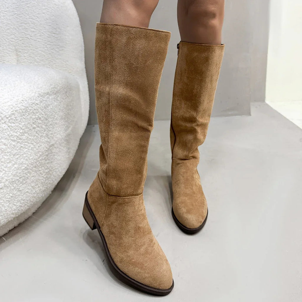 Block Heel PU Suede Knee Boots Bazaare Mart PU Suede Boots