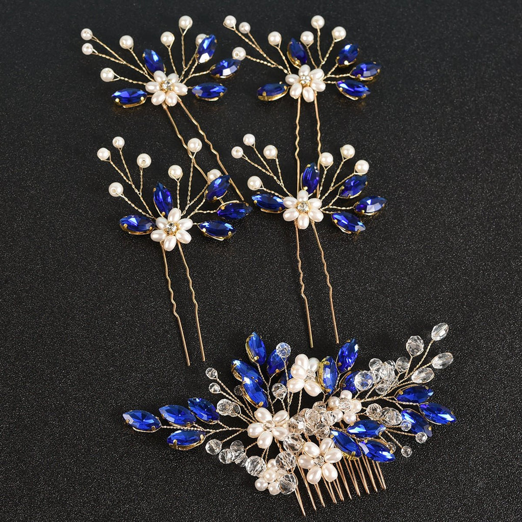 Bridal Pearl Crystal Hair Combs Sets - Bazaare Mart