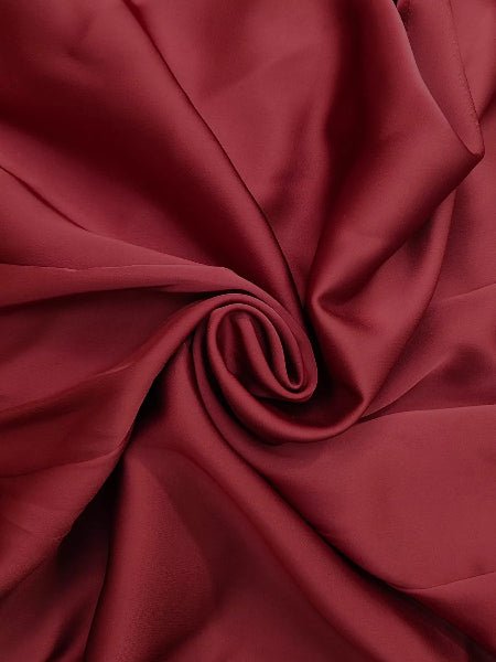 Burgundy Surplice Satin Long Sleeve Maxi Dress - Bazaare Mart