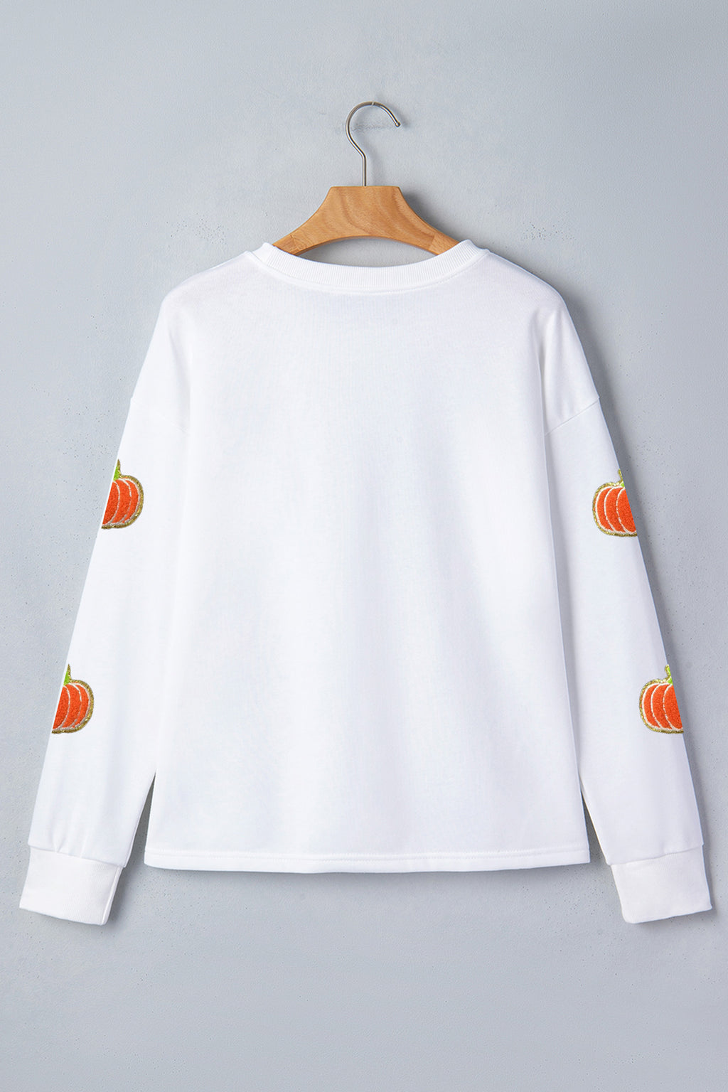 White Glitter Pumpkin Pullover Sweatshirt
