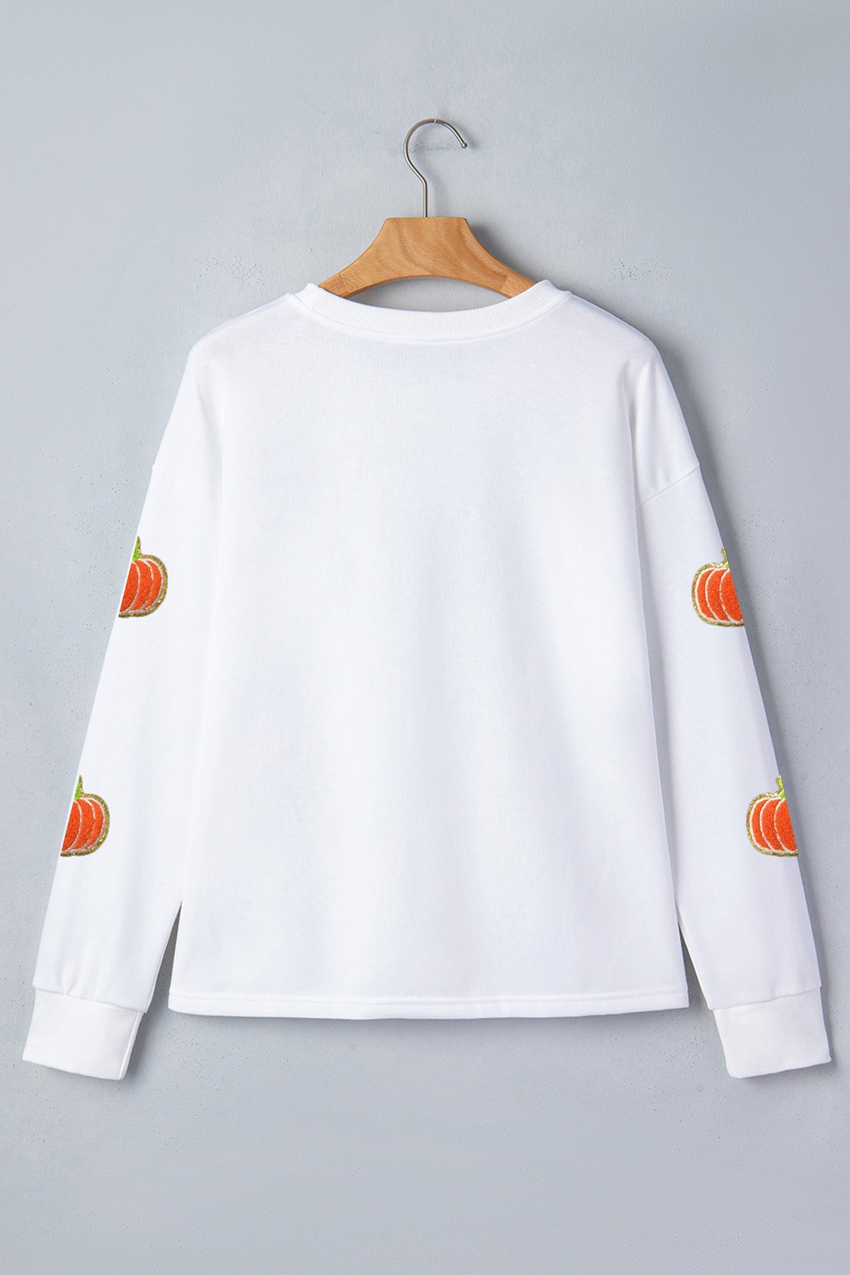 White Glitter Pumpkin Pullover Sweatshirt
