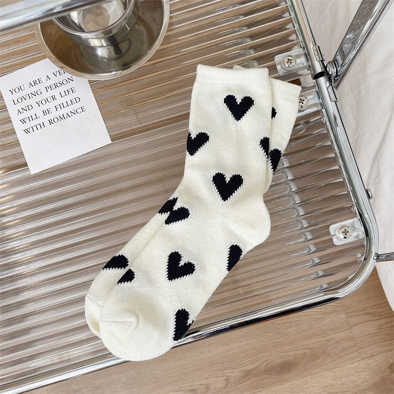 Thick Mid-calf Heart Socks