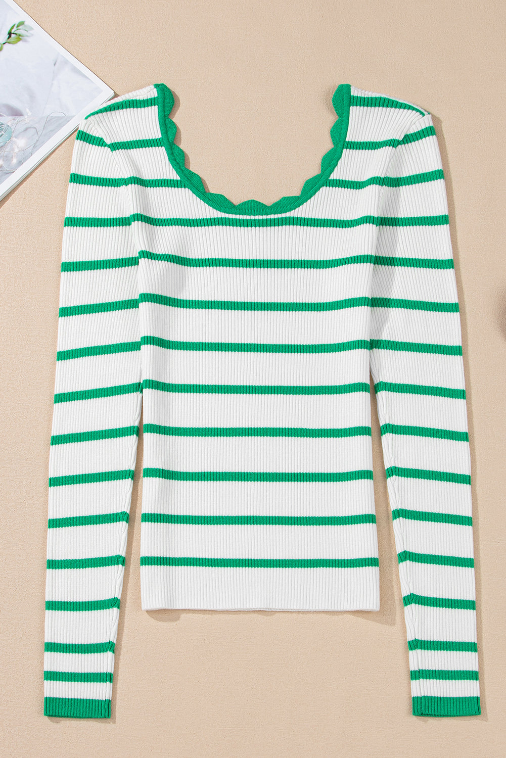 Green Striped Pull Over Sweater