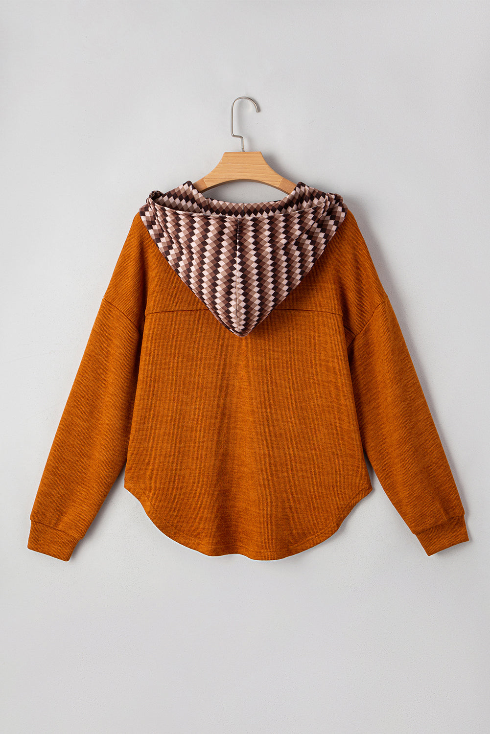 Colorblock Plaid Hooded Henley