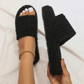 Velvety Thick Sole Open Toe Slippers Black Bazaare Mart Open Toe Slippers